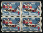 США • Рождественские этикетки 1942 г. • SC# WX108 • санная повозка • кв.блок • Mint NG VF