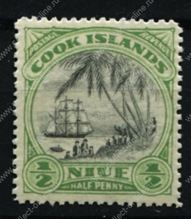 Ниуэ 1932-1936 гг. • Gb# 62 • ½ d. • Георг V основной выпуск • в.з. NZ • встреча Кука с туземцами • MNH OG VF