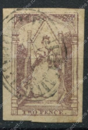 Австралия • Виктория 1854 г. • Gb# 19 • 2 d. • королева Виктория на троне • Used XF ( кат.- £30 )