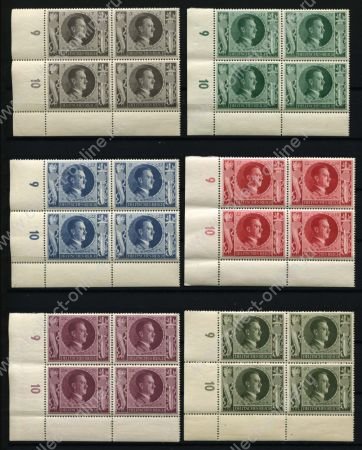 Германия 3-й рейх 1943 г. Mi# 844-849 • Адольф Гитлер (54 года со дня рождения) • кв. блоки • MNH OG Люкс! ( кат.- €60+ )