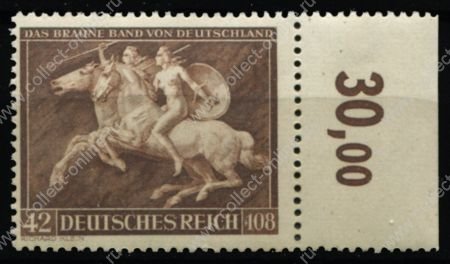 Германия 3-й рейх 1941 г. • Mi# 780 • 42 + 108 pf. • Ралли "Коричневая лента", Мюнхен-Рим  • MNH OG Люкс! ( кат. - €12 )