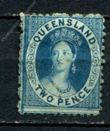 Квинсленд 1868-1878 гг. GB# 87 • 2 d. • Королева Виктория • Used VF ( кат. - £5 )