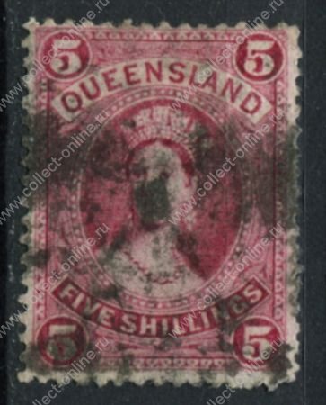 Квинсленд 1882-1895 гг. GB# 154 • 5 sh. • Королева Виктория • Used F-VF ( кат. - £30 )