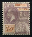 Британская Гвиана 1921-1927 гг. Gb# 281 • 72 c. • Георг V • стандарт • MH OG VF ( кат. - £35 )