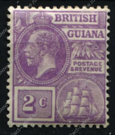Британская Гвиана 1921-1927 гг. Gb# 274 • 2 c. • Георг V • стандарт • MH OG VF ( кат. - £3 )
