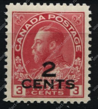 Канада 1926 г. • Sc# 140 • 2 на 3 c. • выпуск "Адмирал" • кармин. (надп. нов. номинала) • стандарт • MH OG VF ( кат. - $30 )