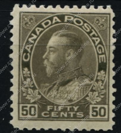 Канада 1911-1925 гг. • Sc# 120 • 50 c. • выпуск "Адмирал" • коричн. • стандарт • MH OG VF ( кат. - $90 )