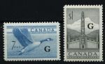 Канада 1955-1962 гг. • SC# O31-2 • 7 c. и $1 • надпечатка "G" • полн. серия • MNH OG XF ( кат. - $20 )