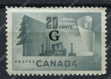 Канада 1952 г. • SC# O30 • 20 c. • надпечатка "G" • официальный выпуск • MNH OG VF