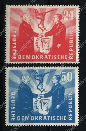 ГДР 1951 г. • Mi# 284-5 • 24 и 50 pf. • Немецко-польская дружба • полн. серия • MH OG VF ( кат.- €10 )
