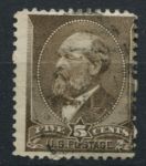 США 1882 г. • SC# 205 • 5 c. • Президент Джеймс Абрахам Гарфилд • Used F-VF ( кат. - $12 )