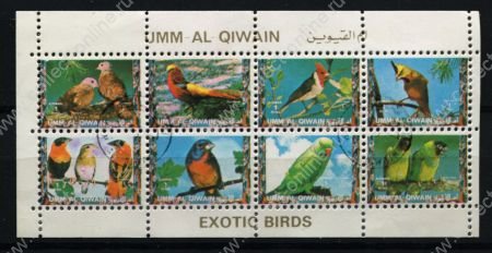 Умм-аль-Кувейн 1973 г. • 1 Rl.(8) • Экзотические птицы ( 8 марок ) • Used(ФГ) XF • блок