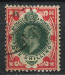 Великобритания 1911-1913 гг. • Gb# 312 • 1 sh. • Эдуард VII • темно-зеленая и красн. • стандарт • Used VF ( кат.- £60 )