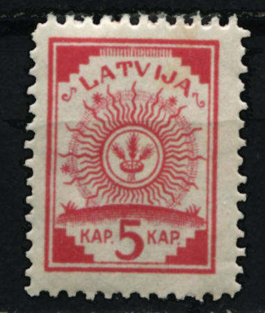 Латвия 1919 г. • Mi# 3A • 5 k. • на линованной бумаге • стандарт • MNH OG VF • ( кат. -  €3+ )