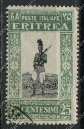 Итальянская Эритрея 1930 г. • Sc# 123 • 25 c. • осн. выпуск • пехотинец • Used VF