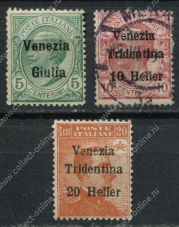 Италия • Трентино 1919 г. • Mi# 27-9 • надпечатки нов. номиналов • MNG/Used VF • полн. серия