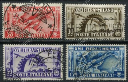 Италия 1935 г. • SC# 345-8(Mi# 528-31) • 20 c. - 1.25 L. • Международный авиасалон • Used VF • полн. серия • ( кат.- $20 )