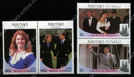 Тувалу • Ниутао 1986 г. • SC# 51-2 • 60 c. и 1$ • Свадьба принца Эндрю • полн. серия • пары • MNH OG XF