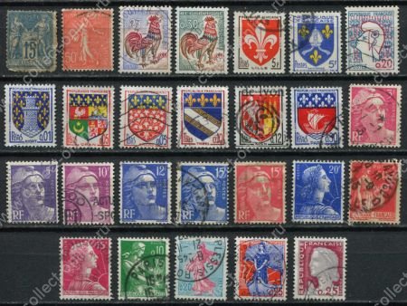 Франция • первая половина XX века • лот 26 старинных марок (стандарты) • Used VF