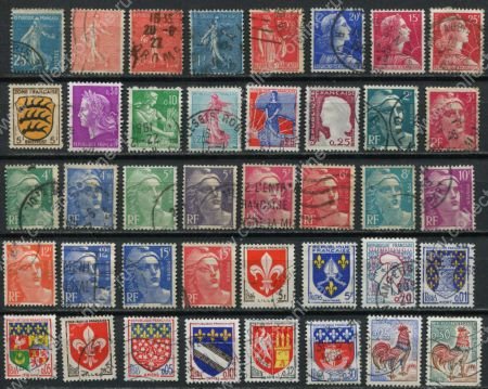 Франция • первая половина XX века • лот 40 старинных марок (стандарты) • Used VF
