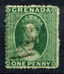 Гренада 1863-1871 гг. • Gb# 4 • 1 d. • Королева Виктория • стандарт • Used VF ( кат.- £15 )
