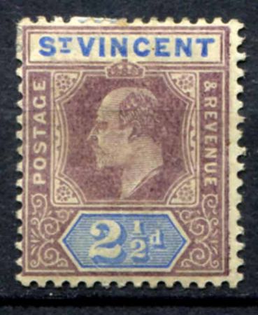 СТ. ВИНСЕНТ 1902г. GB# 69 / 2 1/2d. MH OG VF