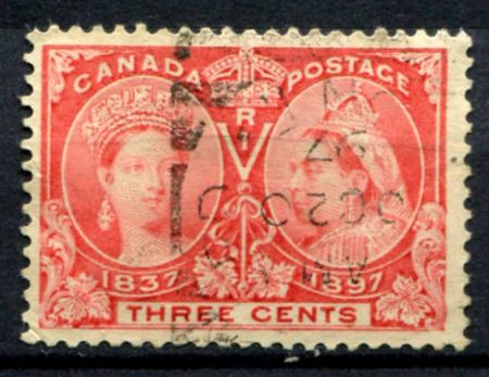 Канада 1897 г. SC# 53 • 3 c. • Королева Виктория • 60-летний юбилей правления • Used VF-XF ( кат.- $2.50 )