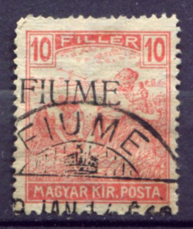 Фиуме 1918 г. • Mi# 12-II(Sc# 7a) • 10 f. • надпечатка(ручная) на м. Венгрии • Used F-VF ( кат. - $25 )