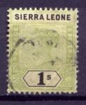 Сьерра-Леоне 1896-1897 гг. • Gb# 50 • 1 sh. • Виктория • стандарт • Used VF ( кат.- £32 )