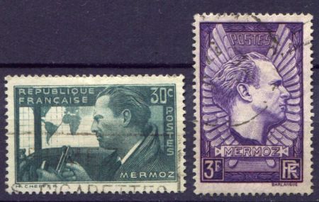 ФРАНЦИЯ 1937г. SC# 325-6 /  Ж. МЕРМОЗ USED VF / АВИАЦИЯ