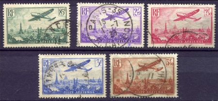 ФРАНЦИЯ 1936г. SC# C 8..13 / USED VF / АВИАЦИЯ АРХИТЕКТУРА