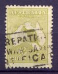 Австралия 1913-1914 гг. • Gb# 5 • 3 d. • Кенгуру на карте • стандарт • Used F-VF ( кат.- £10 )