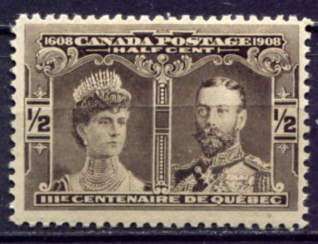 Канада 1908 г. • SC# 96 • ½ c. • 300-летие Квебека • королевская чета • MNH OG VF ( кат.- $19 )