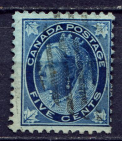 Канада 1897-1898 гг. • SC# 70 • 5 c. • Королева Виктория • (выпуск с кленовыми листьями) • Used F-VF ( кат.- $10 )