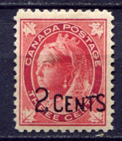 Канада 1899 г. SC# 87 • 2 на 3 c. • надпечатка нов. номинала • MH OG VF • полн. серия ( кат.- $17,5 )
