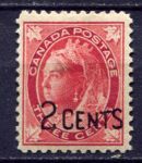Канада 1899 г. SC# 87 • 2 на 3 c. • надпечатка нов. номинала • MH OG VF ( кат.- $17,5 )