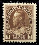 Канада 1911-1925 гг. • Sc# 108 • 3 c. • Георг V • выпуск "Адмирал" • коричн. • стандарт • MNH OG VF ( кат. - $60 )