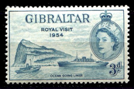 Гибралтар 1954 г. • Gb# 159 • 3 d. • Королевский визит Елизаветы II • MNH OG VF