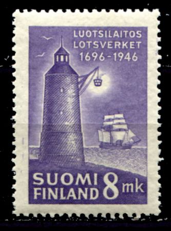 Финляндия 1946 г. • Mi# 328 • 8 М. • Маяк и парусник • MNH OG XF
