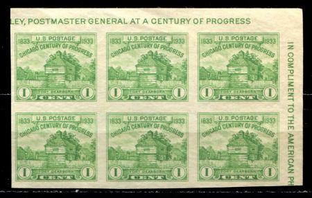 США 1933г. SC# 730a / 1c. / MNH VF / блок 6 марок / АРХИТЕКТУРА