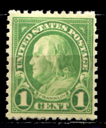 США 1927г. SC# 632 / 1c. / ФРАНКЛИН / MNH OG VF