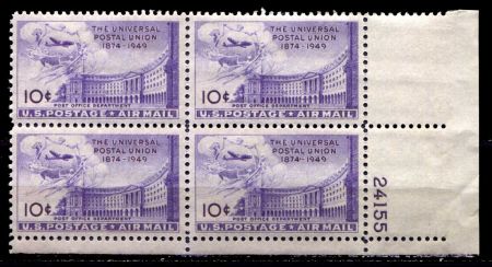 США 1949г. SC# С 42 / 10c. / MNH OG VF / № кв. блок / АВИАЦИЯ АРХИТЕКТУРА