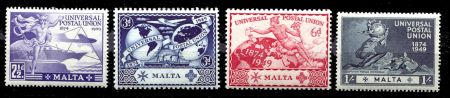 МАЛЬТА 1949г. GB# 251-4 / UPU / MH OG VF / ОМНИБУС КАРТЫ КОРАБЛИ