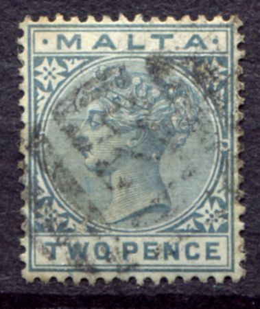 Мальта 1885-1890 гг. • Gb# 23 • 2 d. • Виктория • стандарт • Used F-VF ( кат. - £2.25 )