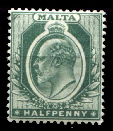 Мальта 1903-1904 гг. • Gb# 38 • ½ d. • Эдуард VII • стандарт • MH OG VF ( кат.- £ 10 )