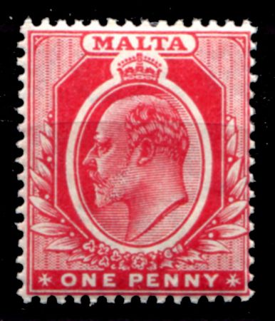 Мальта 1904-1914 гг. • Gb# 49 • 1 d. • Эдуард VII • стандарт • MH OG VF ( кат.- £ 4 )