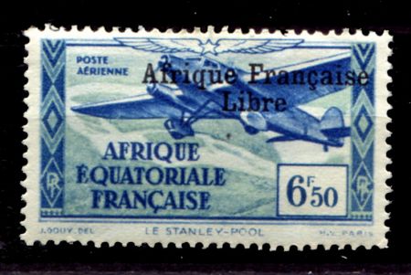 Французская Экваториальная Африка 1940-1941 гг. • Iv# A18 • 6.50 fr. • самолёт • авиапочта • MH OG VF ( кат.- €5 )