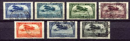 Французское Марокко 1922-1927 гг. • Iv# A2..11 • 25 c. .. 3 fr. • аэроплан над заливом • 7 марок • авиапочта • Used VF