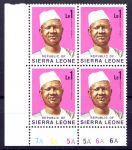 Сьерра-Леоне 1972 г. • SC# 433 • 1 Le. • президент Сиака Стивенс • стандарт • кв. блок • MNH OG XF+ ( кат.- $8++ )