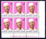 Сьерра-Леоне 1972 г. • SC# 433 • 1 Le. • президент Сиака Стивенс • стандарт • блок 6 м. • MNH OG XF+ ( кат.- $12++ ) 